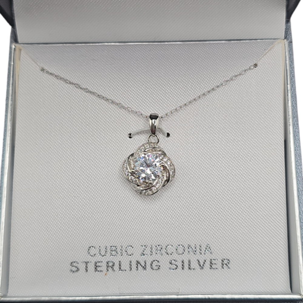 Sterling silver diamond necklace